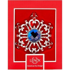 Lenox Christmas Gem Ornament Jeweled Silver Metal Snowflake Holiday